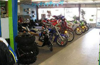 Store view inside, motorcycles, scooters